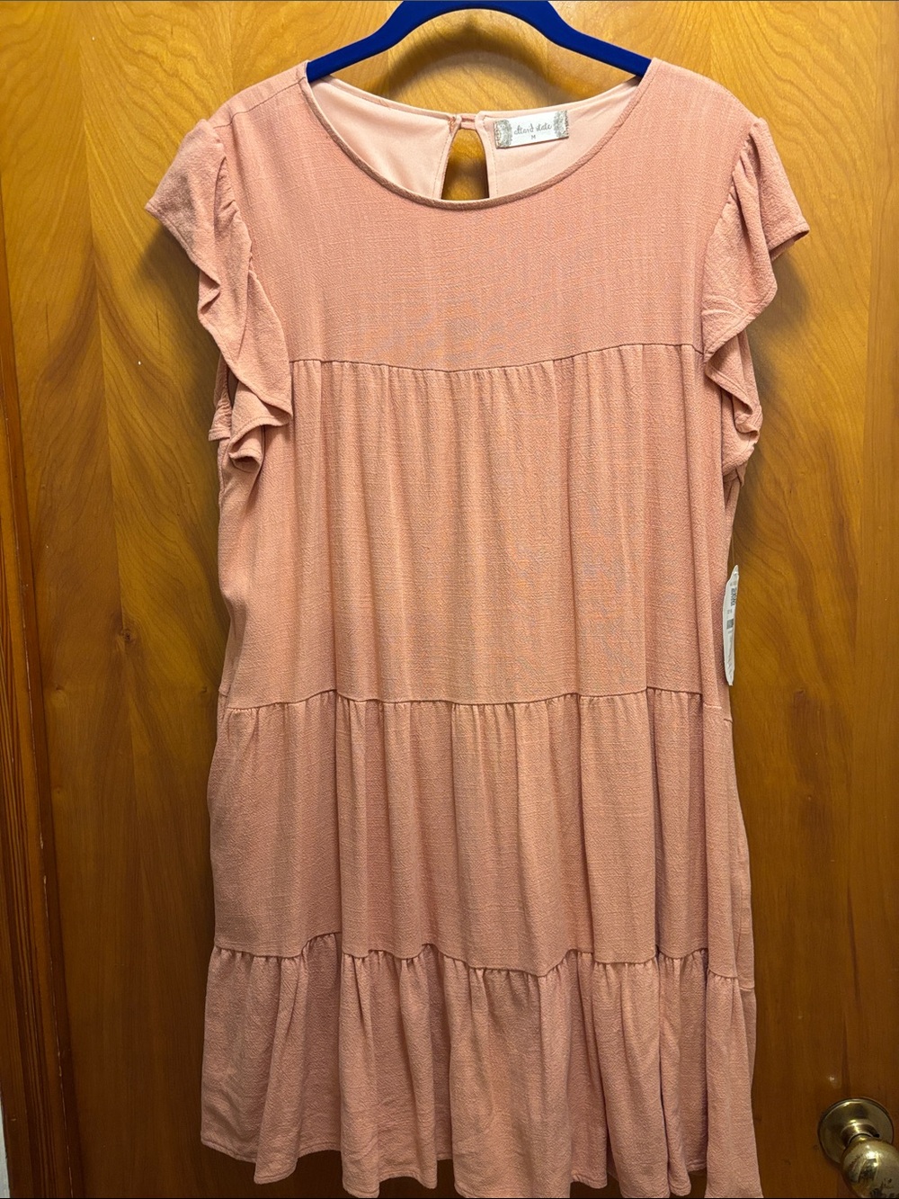 Altar’d State Pink Tiered Ruffle Sleeve Dress
